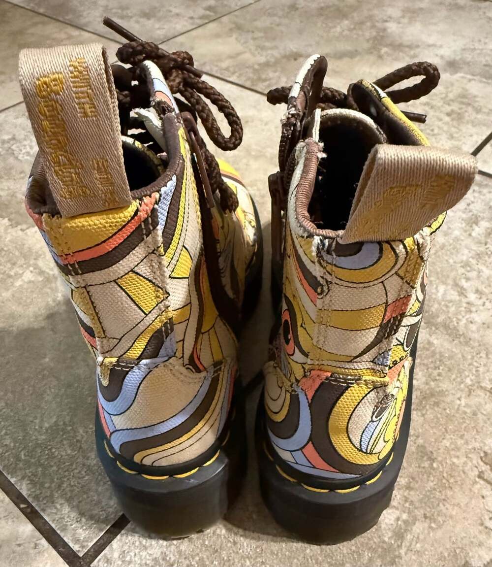 Dr. Martens Jadon Retro Ray Kemble Canvas Platform 8-Eye Boots - Picture 3 of 10